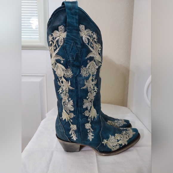 Corral A4361 Women's Navy Floral Embroidered Cowgirl Boots Size 5 - Picture 3 of 16